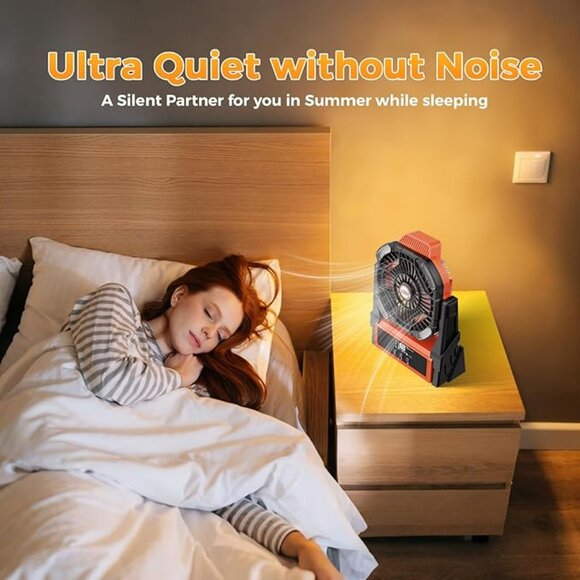 NEW 20000mAh Rechargeable Portable Camping Fan with Lights, 4 Speed, Adjustable - Picture 6 of 7